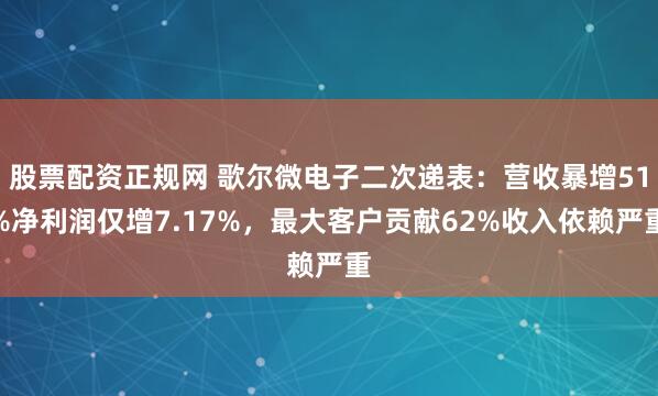 股票配资正规网 歌尔微电子二次递表：营收暴增51%净利润仅增7.17%，最大客户贡献62%收入依赖严重